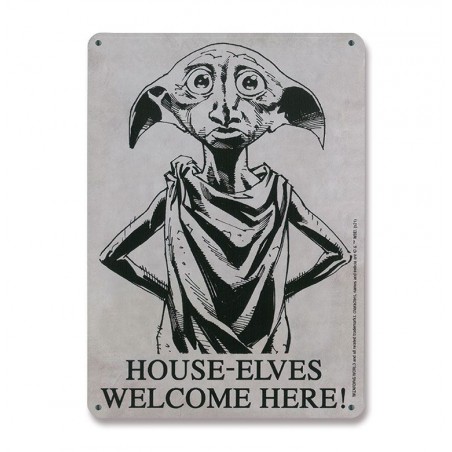 HARRY POTTER HOUSE-ELVES WELCOME HERE TIN SIGN TARGA