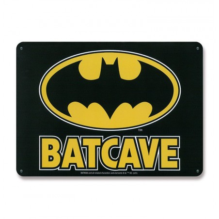 BATMAN LOGO BATCAVE TIN SIGN TARGA 15 X 21 CM