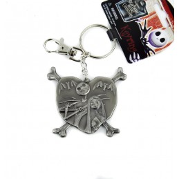 MONOGRAM THE NIGHTMARE BEFORE CHRISTMAS JACK AND SALLY IN HEART METAL KEYCHAIN