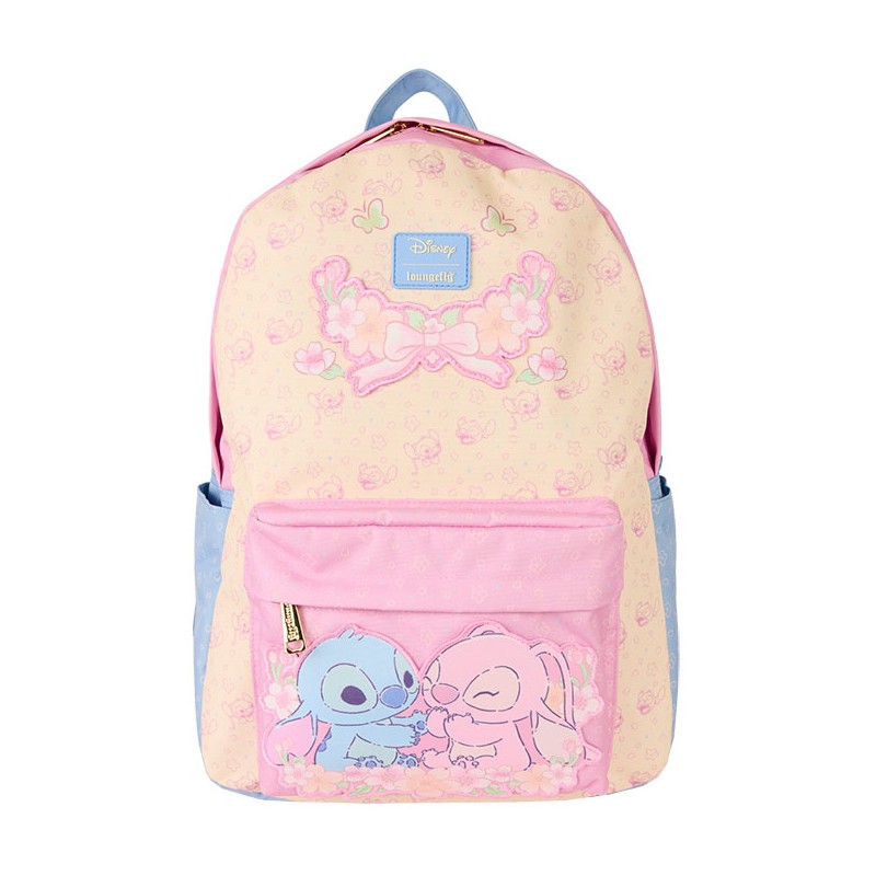 LOUNGEFLY STITCH AND ANGEL ALL OVER PRINT NYLON FULL SIZE BACKPACK LOUNGEFLY STITCH AND ANGEL ALL OVER PRINT NYLON FULL SIZE BACKPACK