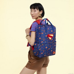 LOUNGEFLY SUPERMAN ALL OVER PRINT NYLON FULL SIZE BACKPACK