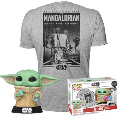 FUNKO POP! TEE STAR WARS THE MANDALORIAN GROGU FIGURE E TSHIRT TAGLIA L
