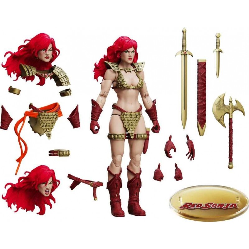 BOSS FIGHT STUDIO RED SONJA LIMITED GOLD AND RED EPIC H.A.C.K.S. SERIES PVC ACTION FIGURE