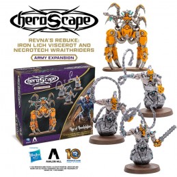 RENEGADE GAME STUDIOS HEROSCAPE AGE OF ANNIHILATION REVNA'S REBUKE IRON LICH VISCEROT AND NECROTECH WRAITHRIDERS ARMY EXPANSION