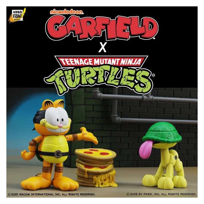 GARFIELD X NINJA TURTLES GARFELLO & SIDEKICK ODIE ACTION FIGURE BOSS FIGHT STUDIO GARFIELD X NINJA TURTLES GARFELLO & SIDEKICK ODIE ACTION FIGURE BOSS FIGHT STUDIO