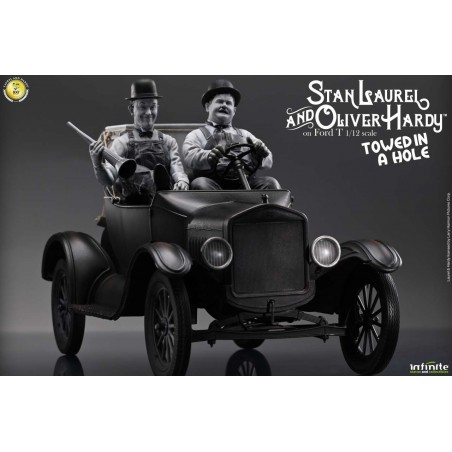 LAUREL AND HARDY ON FORD T 1/12 SCALE RESIN STATUE FIGURE