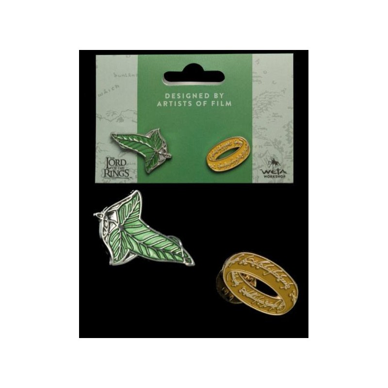 WETA LORD OF THE RINGS ELFEN LEAF AND ONE RING COLLECTORS PINS 2-PACK WETA LORD OF THE RINGS ELFEN LEAF AND ONE RING COLLECTORS PINS 2-PACK