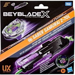 HASBRO BEYBLADE X COBALT SABER SAMURAI 2-70L VICTORY GRIP LAUNCHER SET