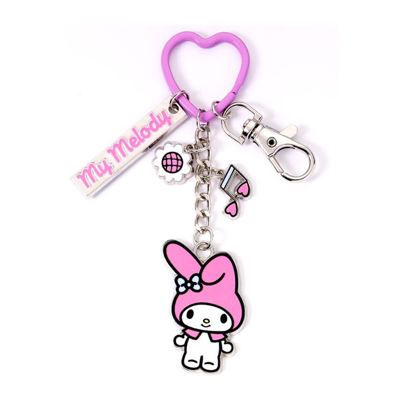 CARAT HELLO KITTY AND FRIENDS MY MELODY WITH CHARMS METAL KEYRING
