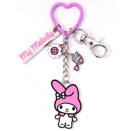 HELLO KITTY AND FRIENDS MY MELODY WITH CHARMS METAL KEYRING