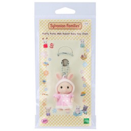 EPOCH SYLVANIAN FAMILIES FLUFFY PARKA MILK RABBIT FIGURE KEYCHAIN