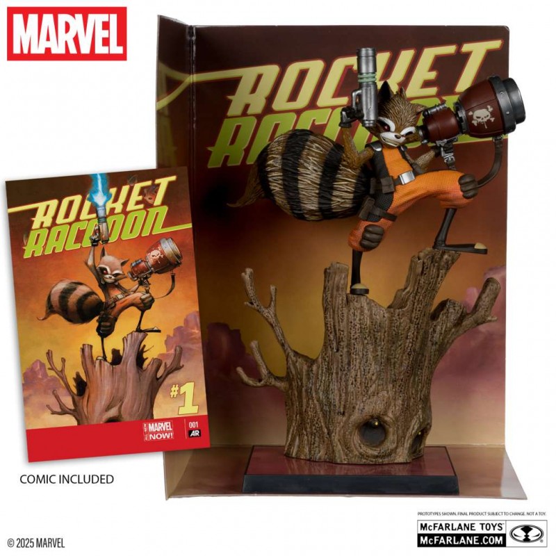 MC FARLANE MARVEL COLLECTION PVC STATUE ROCKET RACCOON (A CHASING TALE 1) 1/6 SCALE PVC STATUE FIGURE MC FARLANE MARVEL COLLECTION PVC STATUE ROCKET RACCOON (A CHASING TALE 1) 1/6 SCALE PVC STATUE FIGURE