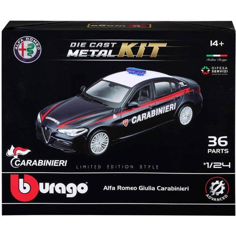 BBURAGO ALFA ROMEO GIULIA CARABINIERI DIE CAST METAL 1/24 MODEL KIT MODEL REPLICA