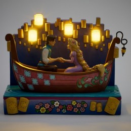 RAPUNZEL E FLYNN SULLA BARCA STATUA FIGURE CON LUCI ENESCO