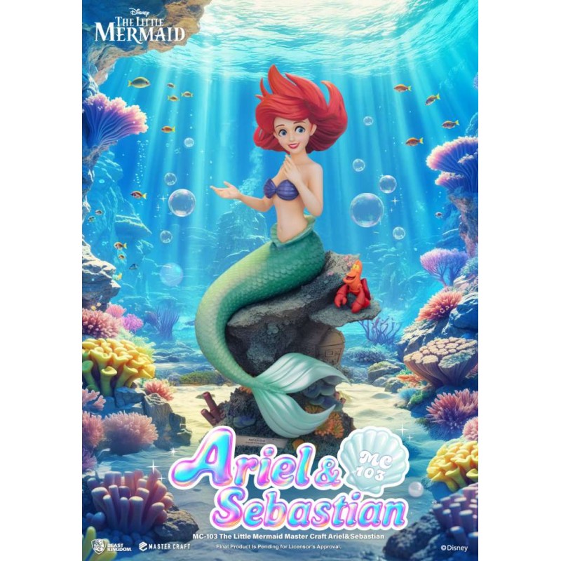 BEAST KINGDOM DISNEY THE LITTLE MERMAID ARIEL & SEBASTIAN MASTER CRAFT RESIN STATUE FIGURE