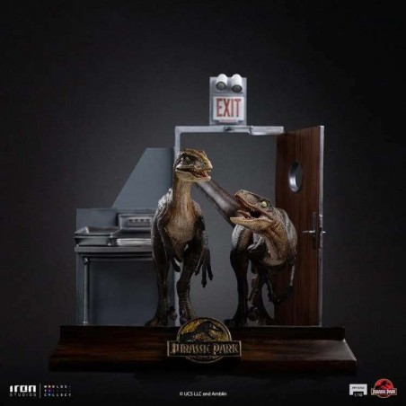 JURASSIC PARK RAPTORS AT THE KITCHEN DOOR ART SCALE 1/10 STATUA FIGURE