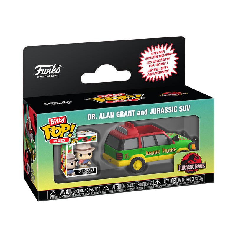 FUNKO BITTY POP! JURASSIC PARK DR. ALAN GRANT CON SUV MINI FIGURE FUNKO