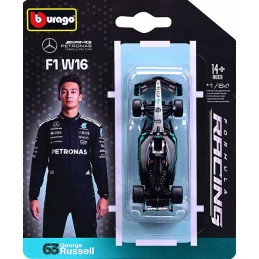 BBURAGO MERCEDES-AMG F1 W16 63 GEORGE RUSSELL DIE CAST METAL 1/64 MODEL REPLICA