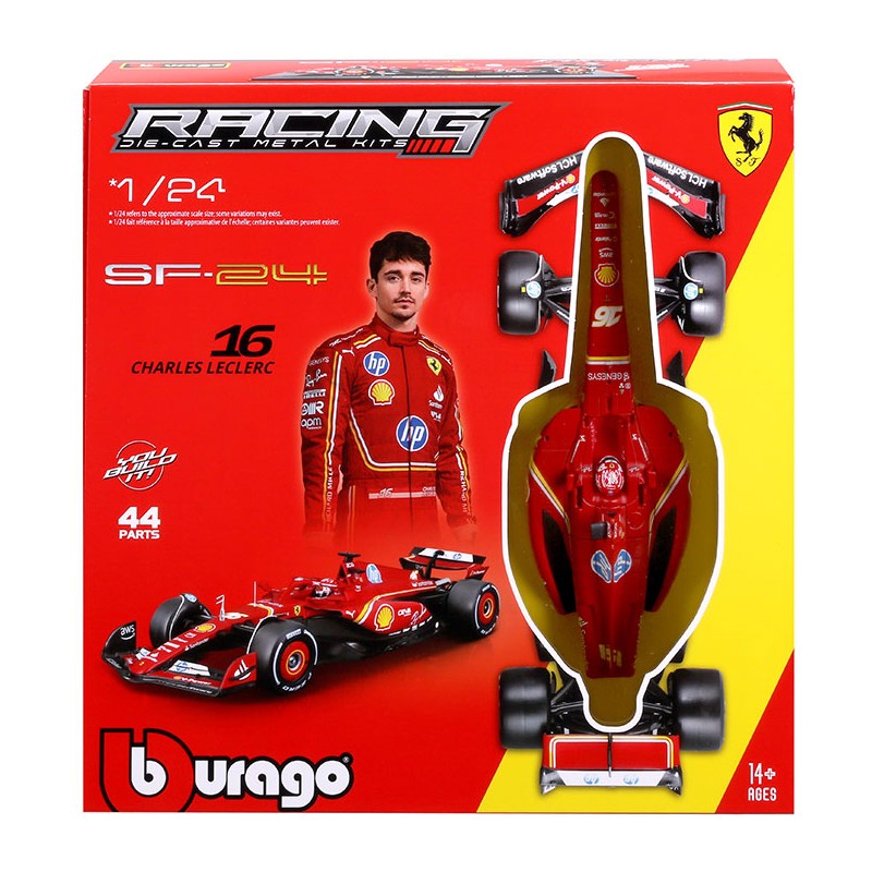 BBURAGO FERRARI SF-24 CHARLES LECLERC 16 DIE CAST METAL 1/24 MODEL KIT MODEL REPLICA