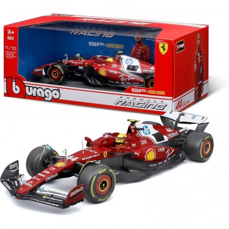 BBURAGO FERRARI SF-25 CON LEWIS HAMILTON DIE CAST METAL 1/18 MODEL REPLICA