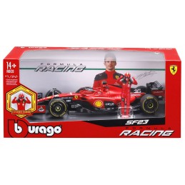 BBURAGO FERRARI SF-23 WITH CHARLES LECLERC DIE CAST METAL 1/24 MODEL REPLICA