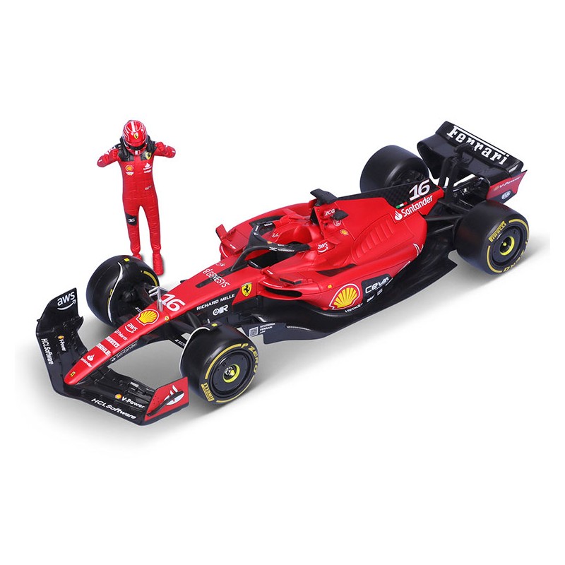 BBURAGO FERRARI SF-23 WITH CHARLES LECLERC DIE CAST METAL 1/24 MODEL REPLICA