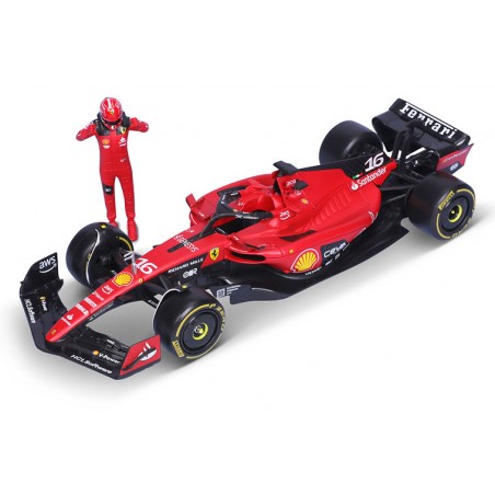 BBURAGO FERRARI SF-23 CON CHARLES LECLERC DIE CAST METAL 1/24 MODEL REPLICA