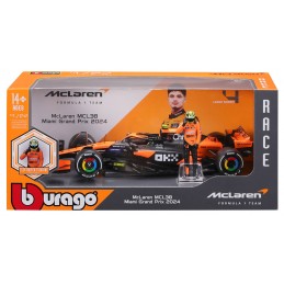 BBURAGO MCLAREN MCL38 WITH LANDO NORRIS DIE CAST METAL 1/24 MODEL REPLICA