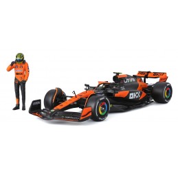 BBURAGO MCLAREN MCL38 CON LANDO NORRIS DIE CAST METAL 1/24 MODEL REPLICA