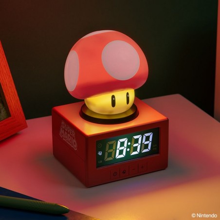 SUPER MARIO MUSHROOM ICON ALARM CLOCK MOOD LIGHT