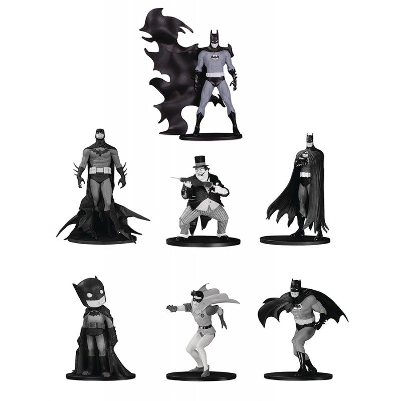 BATMAN BLACK AND WHITE MINI S4 PVC SET 7-PACK ACTION FIGURE DC COLLECTIBLES