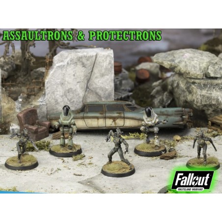 FALLOUT WASTELAND WARFARE - ASSAULTRONS AND PROTECTRONS MINIATURE TABLETOP ROLEPLAYING GIOCO DI RUOLO