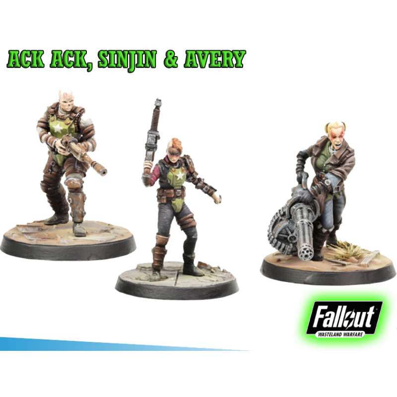 FALLOUT WASTELAND WARFARE - ACK ACK, SINJIN AND AVERY MINIATURE TABLETOP ROLEPLAYING GIOCO DI RUOLO MODIPHIUS ENTERTAINMENT