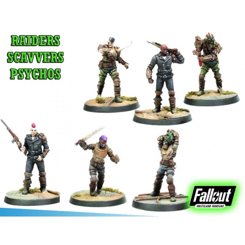 MODIPHIUS ENTERTAINMENT FALLOUT WASTELAND WARFARE - RAIDERS SCAVVERS AND PSYCHOS MINIATURE TABLETOP ROLEPLAYING GIOCO DI RUOLO