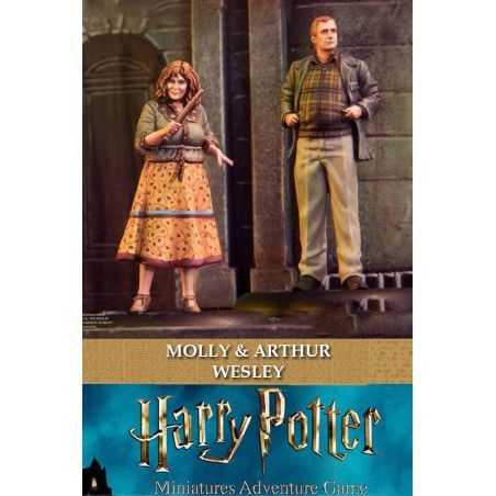 HARRY POTTER MINIATURES ADVENTURE GAME - MOLLY AND ARTHUR WEASLEY MINI RESIN STATUE FIGURE