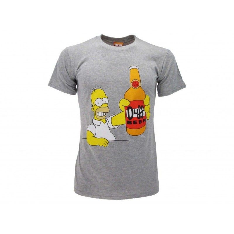 MAGLIA T SHIRT THE SIMPSONS DUFF BEER HOMER GRIGIA