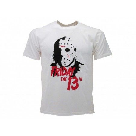 MAGLIA T SHIRT FRIDAY THE 13TH JASON MASK BIANCA