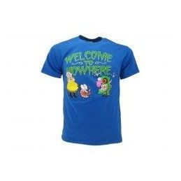 MAGLIA T SHIRT LEONE CANE FIFONE COURAGE DOG WELCOME BLU