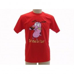 MAGLIA T SHIRT LEONE CANE FIFONE COURAGE DOG NOW WHAT ROSSA
