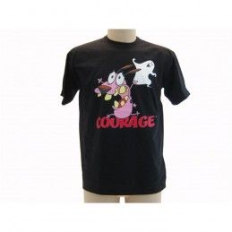 MAGLIA T SHIRT LEONE CANE FIFONE COURAGE COWARDLY DOG NERA