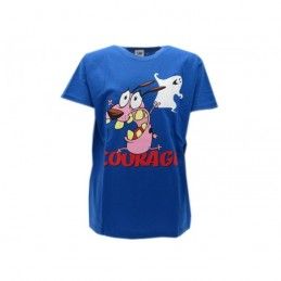 MAGLIA T SHIRT LEONE CANE FIFONE COURAGE COWARDLY DOG BLU