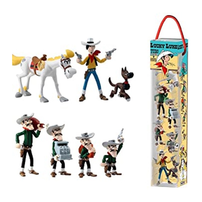 LUCKY LUKE TUBE SET 7 MINI FIGURES PLASTOY