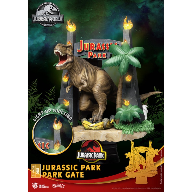 BEAST KINGDOM D-STAGE JURASSIC PARK GATE T-REX STATUE FIGURE DIORAMA