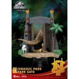 BEAST KINGDOM D-STAGE JURASSIC PARK GATE T-REX STATUE FIGURE DIORAMA