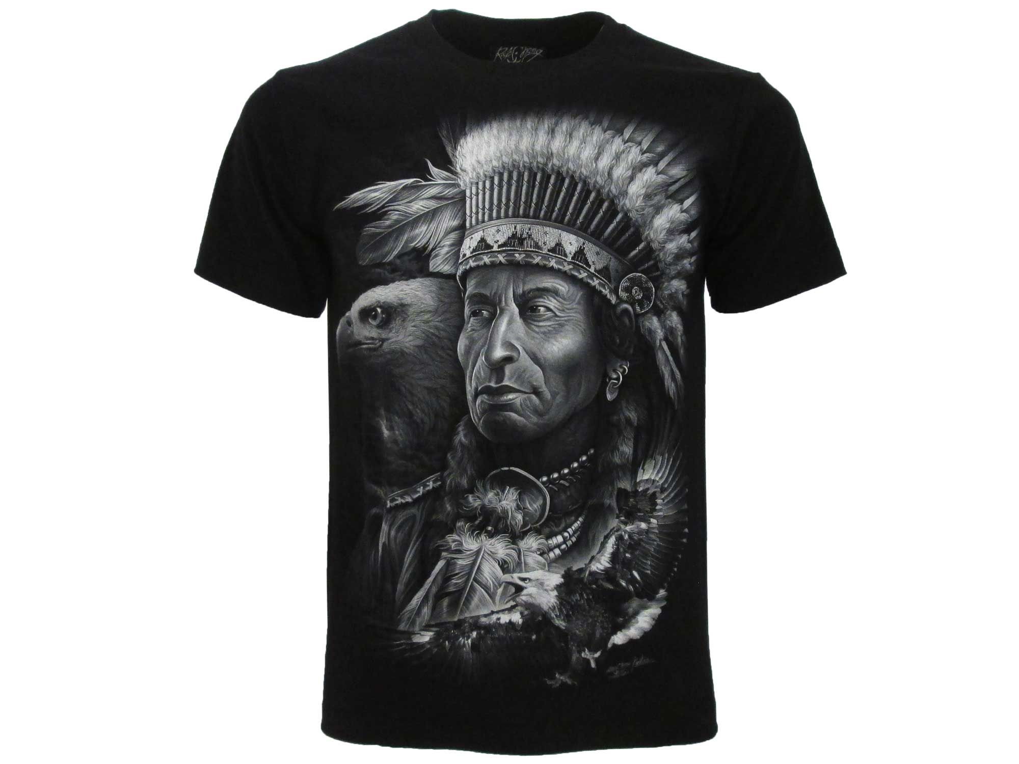 ROCK CHANG MAGLIA T SHIRT NATIVI AMERICANI CAPO INDIANO AQUILA TAGLIA ...